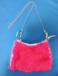 ピンクファーショルダーバッグ