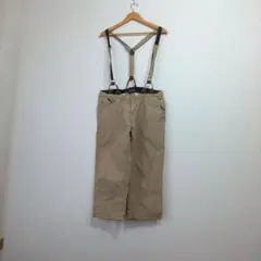 ベージュ サスペンダー付きカジュアルパンツ レディース