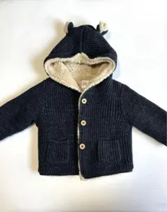 babyGAP あったかくまさんカーディガン クマ耳裏ボアジャケット ネイビー