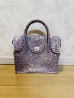 グレースコンチネンタル カービングバッグ　パープル　紫のサムネイル