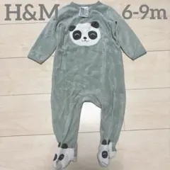 パンダ　足付きカバーオール　6-9m 大きめ　ミントグリーン