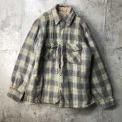 B37古着　ネルシャツジャケット　チェック　紺　ベージュ　茶　90s Y2K