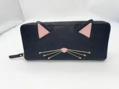 美品！ケイトスペード Kate Spade ネコ 猫 ラウンドジップ 長財布