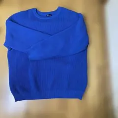 Sweet Fleur 青 リブ編み 長袖セーター