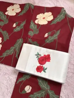 ふりふ　蛇と薔薇刺繍　半幅帯のサムネイル