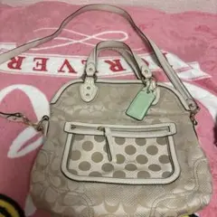 Coach ベージュ ドット柄 バッグ