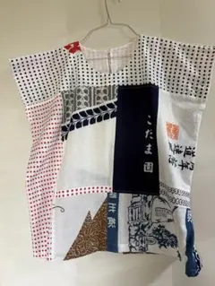 柿渋染め手ぬぐい 和風デザイン チュニック両面着用可能 - メルカリ