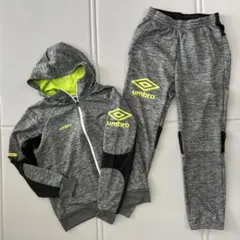 人気 アンブロ セットアップ ジャージ 上下 グレー 蛍光イエロー L/M