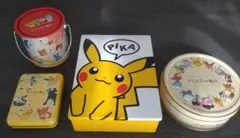 ポケットモンスター　ピカチュウお菓子缶　4個セット