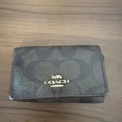 COACH ダークブラウン レザー キーケース