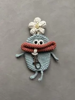 パクパクモンスター キーケース ライトブルー＆オレンジ＆ホワイト(花)