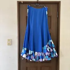 フラメンコスカート 青 フリル付き