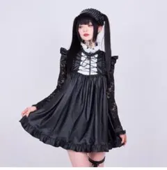 ゴスロリ 伯爵夫人 ゴシックエナメルマーメイドワンピース ブラック