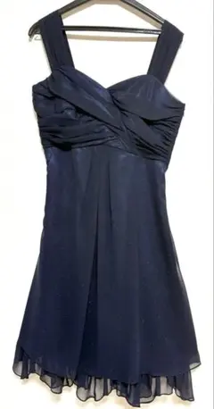 結婚式 パーティードレス 上品 ネイビー M 二次会