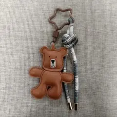 じゃらじゃらキーホルダー チャーム パラコード くま ブラウン チェック