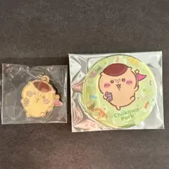 ちいかわパーク ホログラム缶バッジ&メタルチャームくりまんじゅう2点セット
