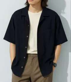 【出品:11/14まで】ネイビー開襟シャツ