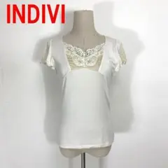 A4133 新品タグ付き インディヴィ 半袖Tシャツ レース ベージュ 38