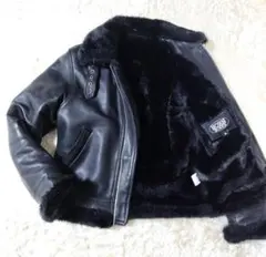 美品 ホーンワークス ボアジャケット レザー B-3 Mサイズ ブラック HORN WORKS ホーンワークス TYPE B-3 レザージャケット 黒 M - メルカリ