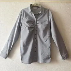 【新品・未使用】長袖シャツブラウス 胸元ギャザー レディース 11号 Lサイズ
