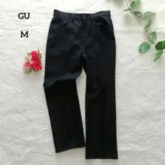 ジーユー GU センタープレスストレートパンツ スラックス 無地 黒 M