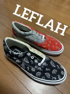 LEFLAH ペイズリー柄 クレイジーパターン スリッポン バカ履き