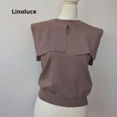 Linoluce ビッグカラー ニット M ピンクブラウン フレンチスリーブ