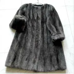 希少カラー グレー ショート丈 ロシアンリス リバーシブル リアル 