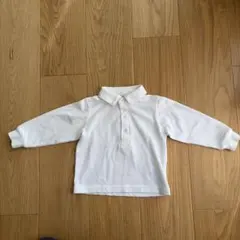 白　長袖ポロシャツ　90