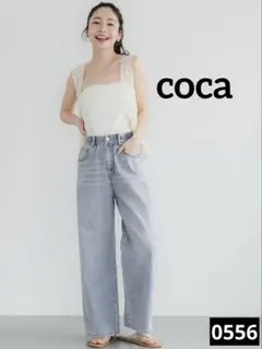 0556 coca ウエストゴムイージーパンツ ライトブルー