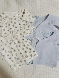 週末限定値下げ！キルティング肌着4点セット（クマ、ブルー）