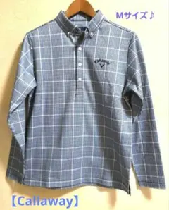 【美品】キャロウェイ ゴルフ 長袖 ポロシャツ M チェック 千鳥格子