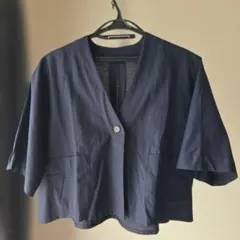 ネイビー ノーカラージャケット