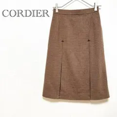 コルディア CORDIER ウールスカート 総柄 千鳥格子柄 ストレッチ