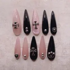 No43 現品　ネイルチップ　十字架　クロム　y2k ポイント