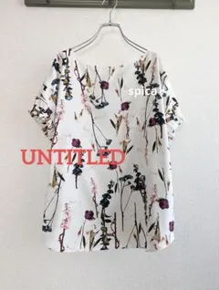 【良品】UNTITLED ボタニカルフラワー　フレンチスリーブ　ブラウスXLのサムネイル