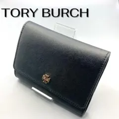 TORY BURCH トリーバーチ 三つ折り財布 黒 ブラック レザー　シンプル