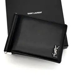サンローラン YSL マネークリップ お札入れ クロコ 黒 ブラック 2067