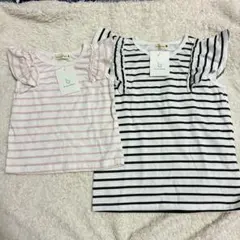 branshes フリル袖 ボーダーTシャツ 2枚セット 90 130 姉妹のサムネイル