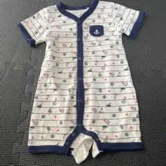 【匿名配送】船 ストライプ柄ロンパース 50-60cm 春夏