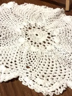 レース ホワイトドイリー /インテリア 編み物 ハンドメイド コットン 直径30