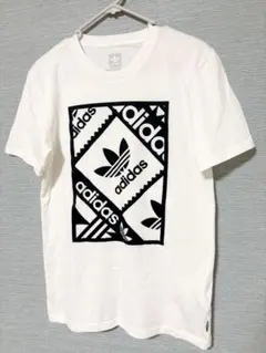 adidas 総柄ロゴTシャツ XS レディース 美品 白 黒 人気 アディダス