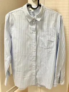 H&M 水色ストライプ薄手長袖シャツ S
