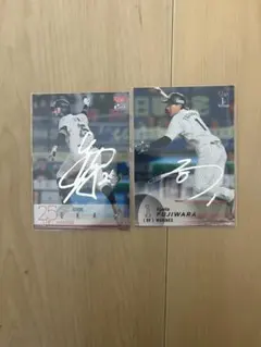 BBM 銀箔サイン 2枚 千葉ロッテマリーンズ 岡大海 藤原恭大