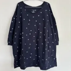 SONOMA 星柄 2X チュニック 五分袖 ネイビー ソフト カットソー