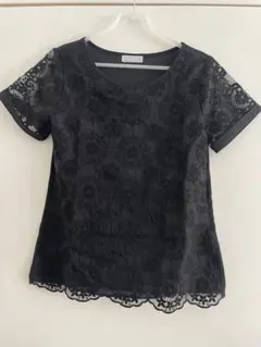 BARNEYS NEW YORK 花柄レース 半袖トップス　バーニーズ　ブラウスのサムネイル