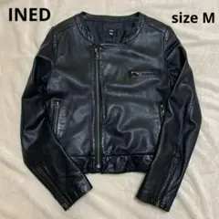 INED イネド　ライダースジャケット　ラムレザー羊革　ショート丈　黒