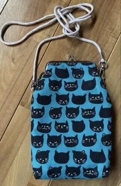 黒猫デザイン スマホショルダーバッグ