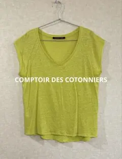 コントワーデコトニエ　Vネックリネン半袖Tシャツレモンイエロー　Lのサムネイル