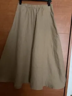無印良品 フレンチリネン フレアロングスカート　ダークモカブラウン